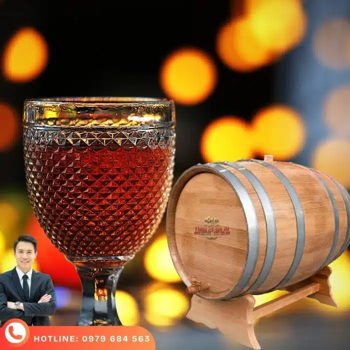 Thùng rượu gỗ sồi 100 lít thùng gỗ trang trí ngâm rượu 100l vòi gỗ