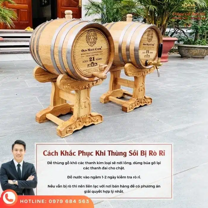 Thùng gỗ sồi 50 lít So sánh thùng ngâm rượu gỗ sồi 50L, vòi gỗ, vòi crom