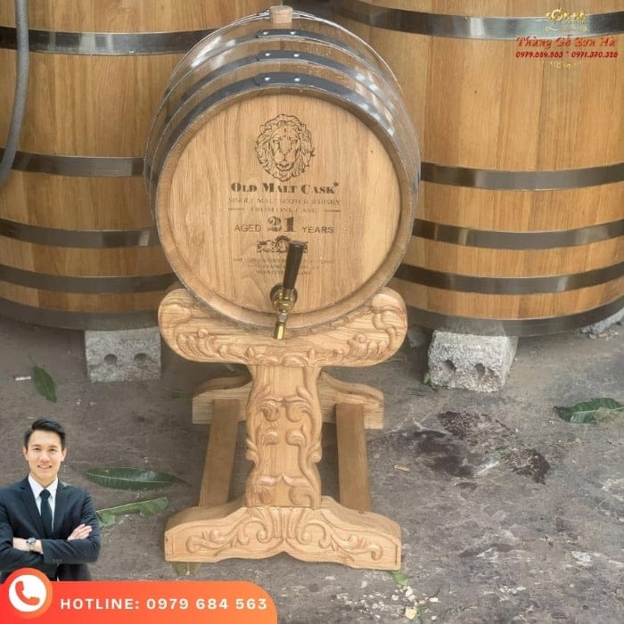 Thùng rượu gỗ sồi 30L cao cấp tại xưởng thùng rượu gỗ Sơn Hà