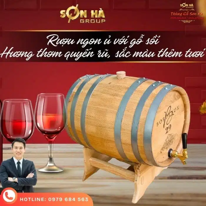 Thùng gỗ sồi 50 lít Thùng rượu gỗ sồi 50 lít