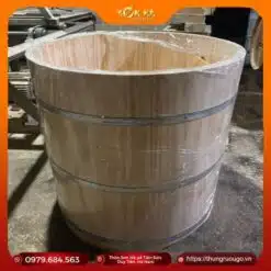 bồn tắm gỗ thông dáng tròn cao cấp
