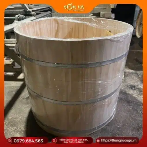 bồn tắm gỗ thông dáng tròn cao cấp
