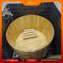 bồn tắm gỗ thông dáng tròn cao cấp