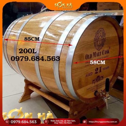thùng gỗ sồi 200L nhập khẩu