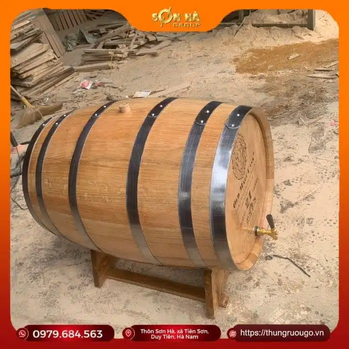 Giá thùng rượu gỗ sồi nga nhập khẩu nguyên chiếc thùng rượu gỗ sồi nga vòi crom cao cấp