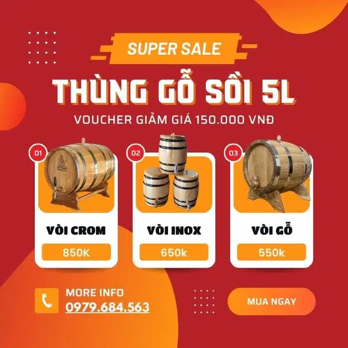 thung ruou go soi 5l