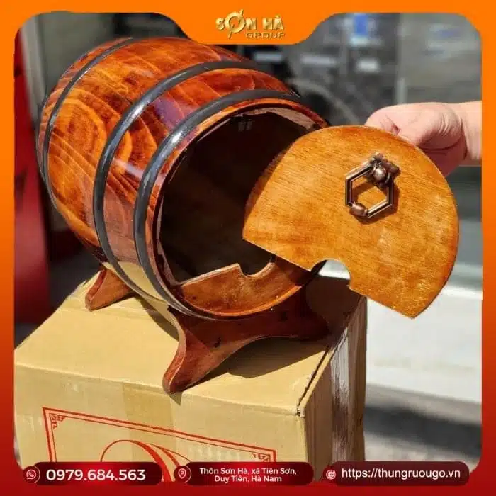 thùng rượu gỗ sồi 5 lít, thùng rượu 5L mini, quà tặng sang trọng