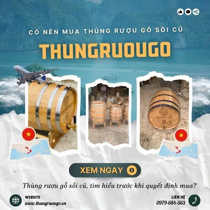 thùng rượu gỗ sồi cũ