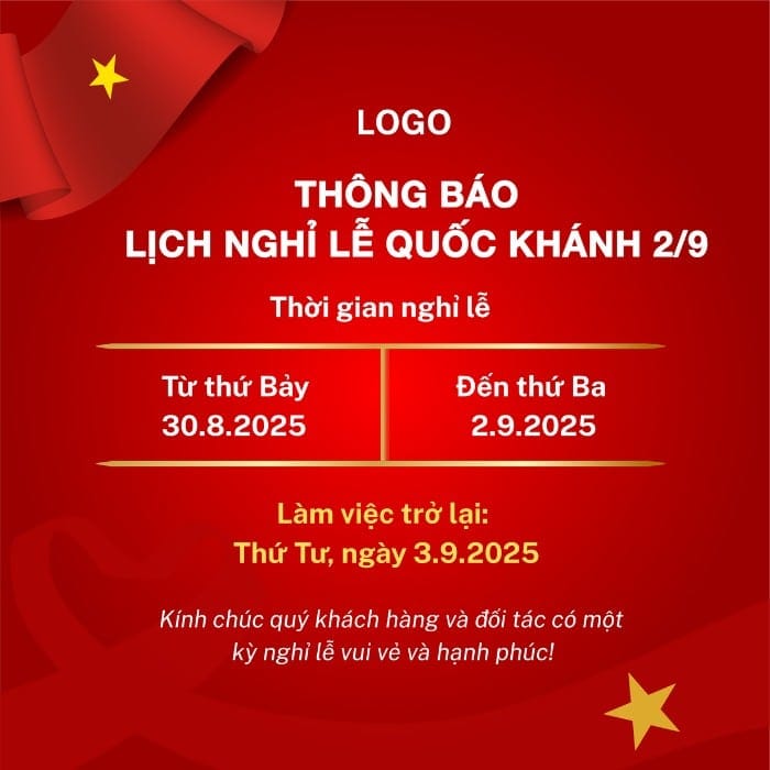Mẫu banner thông báo nghỉ lễ 2/9: bộ sưu tập miễn phí tải banner 2/9 miễn phí
