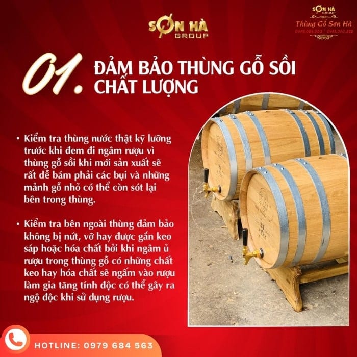 Kiểm tra rò rỉ thùng rượu gỗ sồi bằng ngâm nước nóng 24–48 giờ