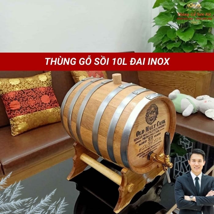 Giá thùng gỗ sồi 10L bao nhiêu tiền, tư vấn xuất xứ, đai inox, bảo hành thùng gỗ sồi 10L đai inox van inox mạ crom – giá thùng gỗ sồi 10l bao nhiêu tiền