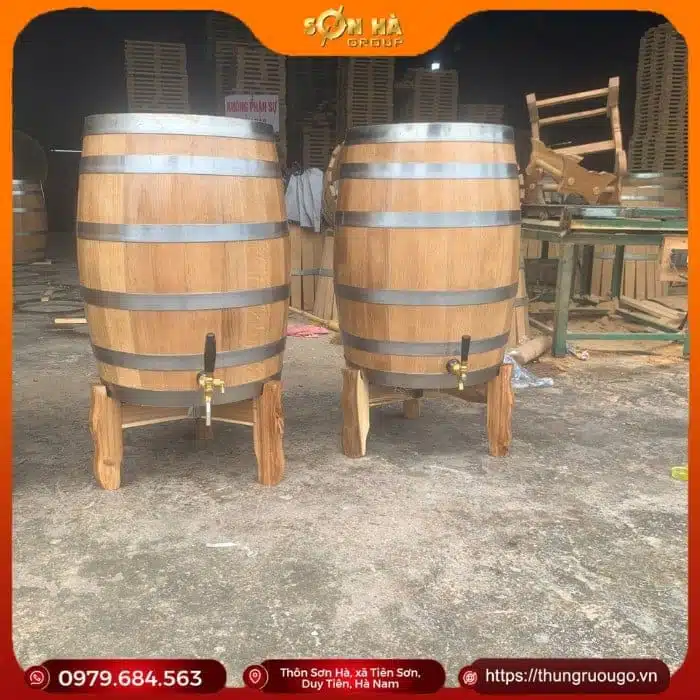 Bảng giá thùng gỗ sồi 5-300l tại Sơn Hà thùng gỗ sồi nga 200L dáng đứng