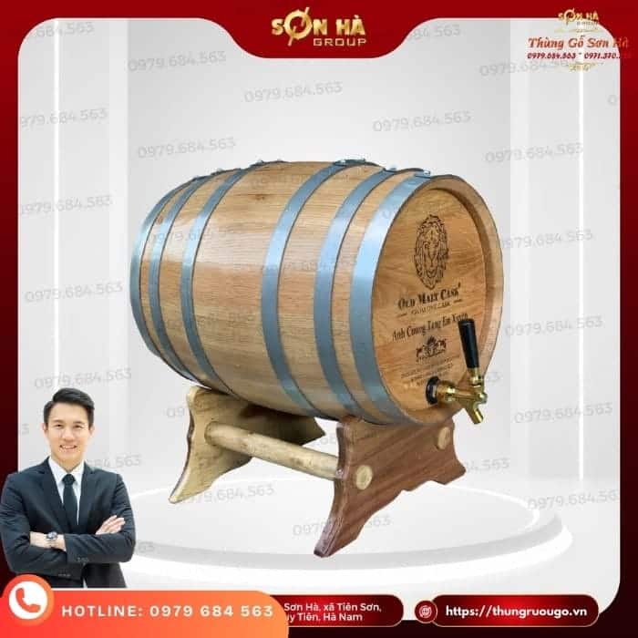 thùng rượu gỗ sồi pháp 50 lít – phù hợp quán bar nhỏ, ủ trung hạn