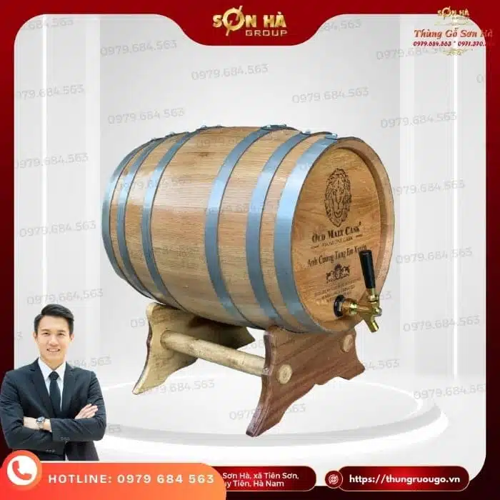 Thùng gỗ sồi 50 lít thùng rượu gỗ sồi pháp 50 lít – phù hợp quán bar nhỏ, ủ trung hạn