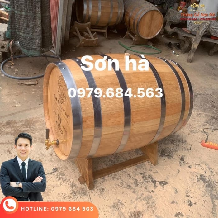 thùng rượu gỗ sồi mỹ 100 lít – hầm ủ nhỏ, hương sâu và mượt